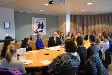 Governor Jay Inslee at the University of Washington to discuss climate with students.