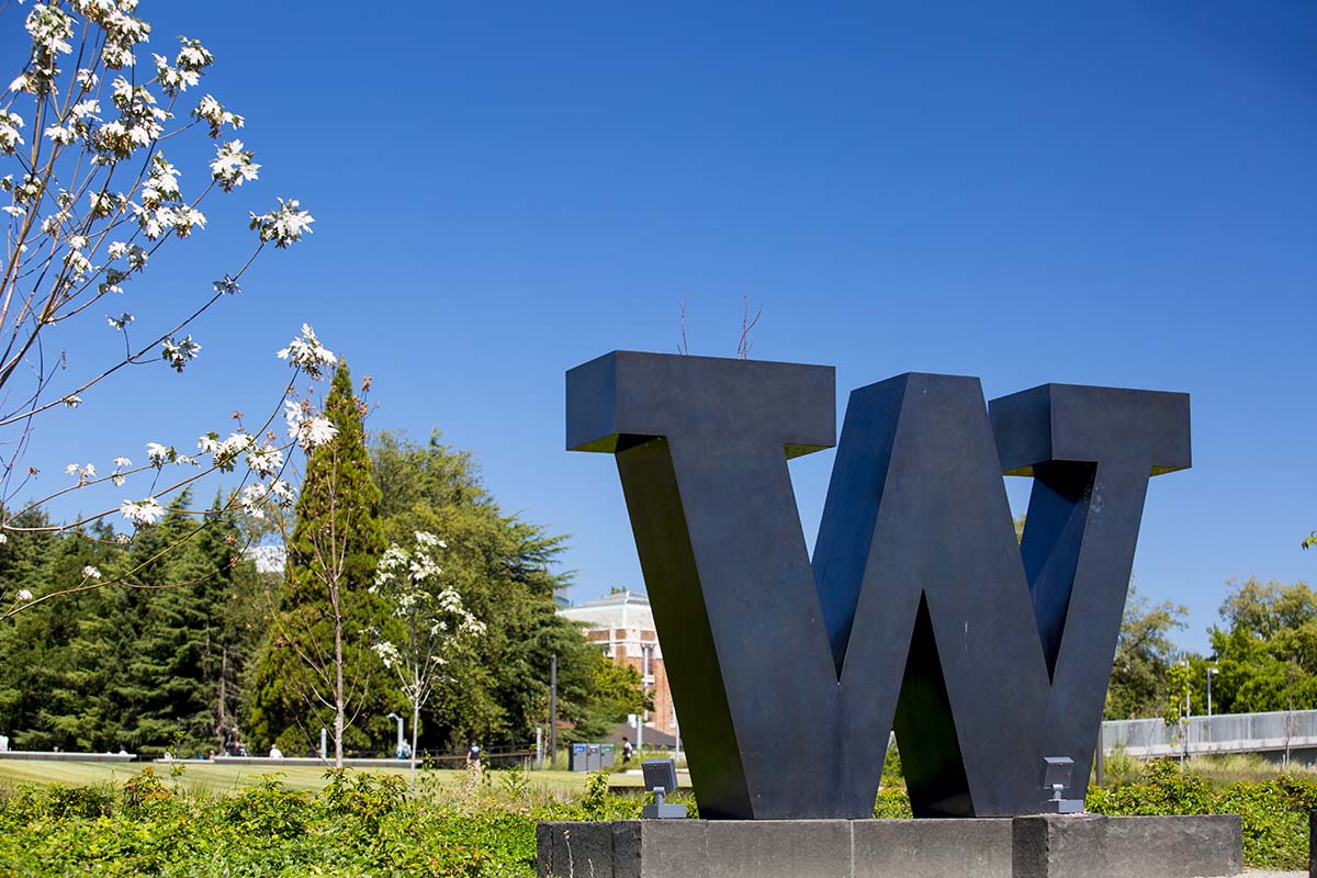 The UW W statue on the Seattle campus.