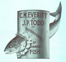 a graphic showing a fish sticking out of a can