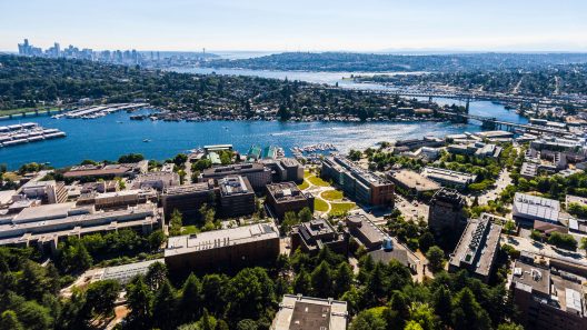 An aerial view of the UW campus.